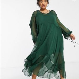 ASOS Curve Drape Ruffle Midi Dress